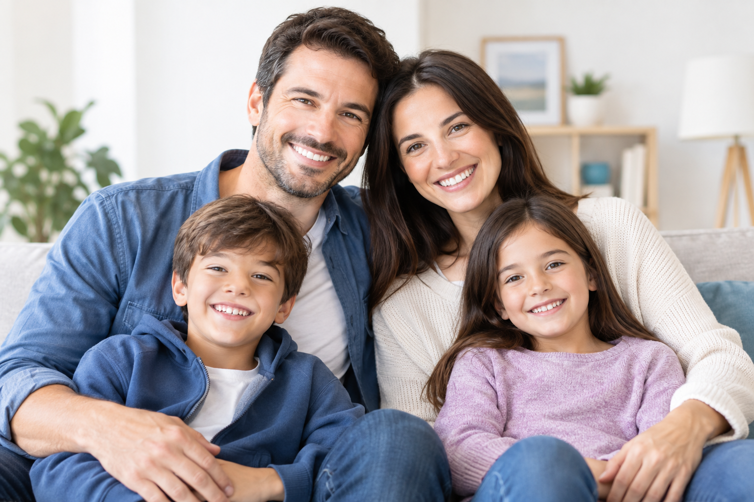 Familia en su hogar